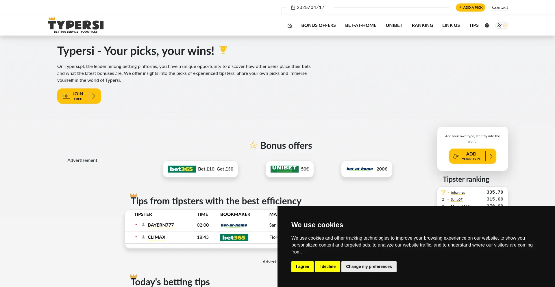 Website screenshot of Typersi.com