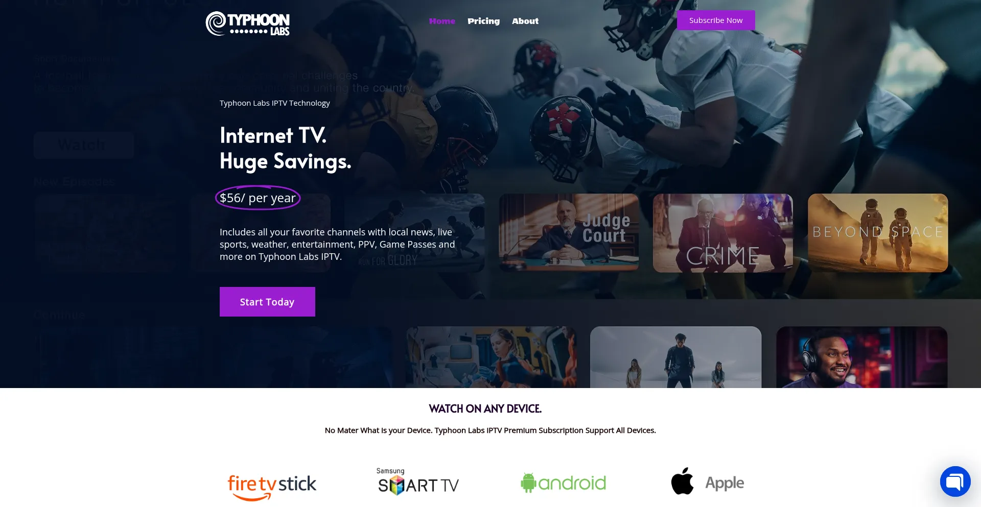 Website screenshot of Typhoonlabsiptv.com