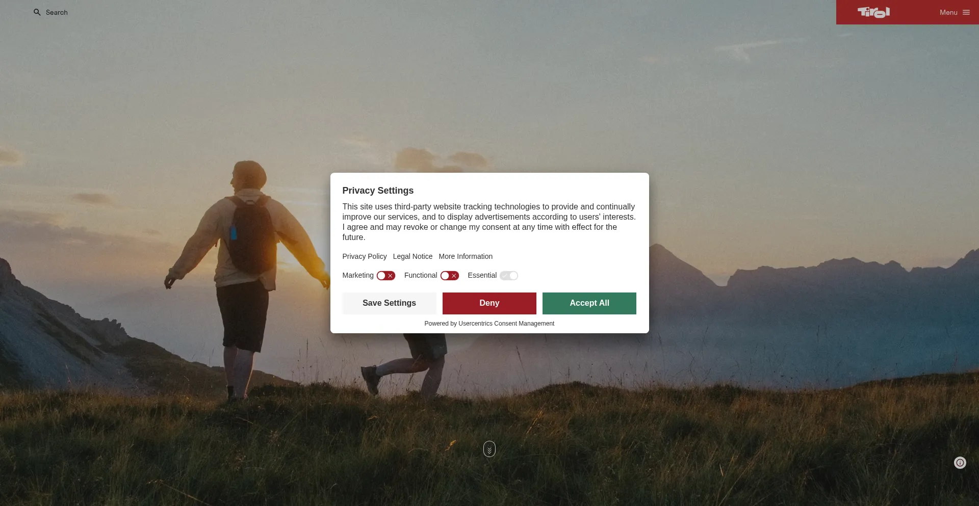 Website screenshot of Tyrol.com