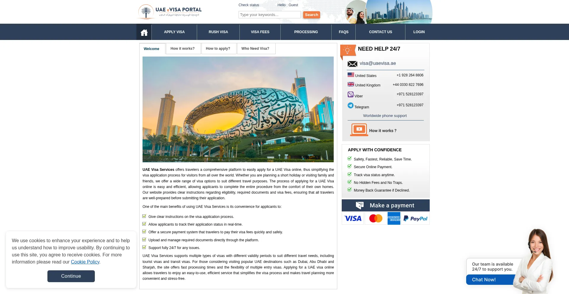 Website screenshot of Uaevisa.ae