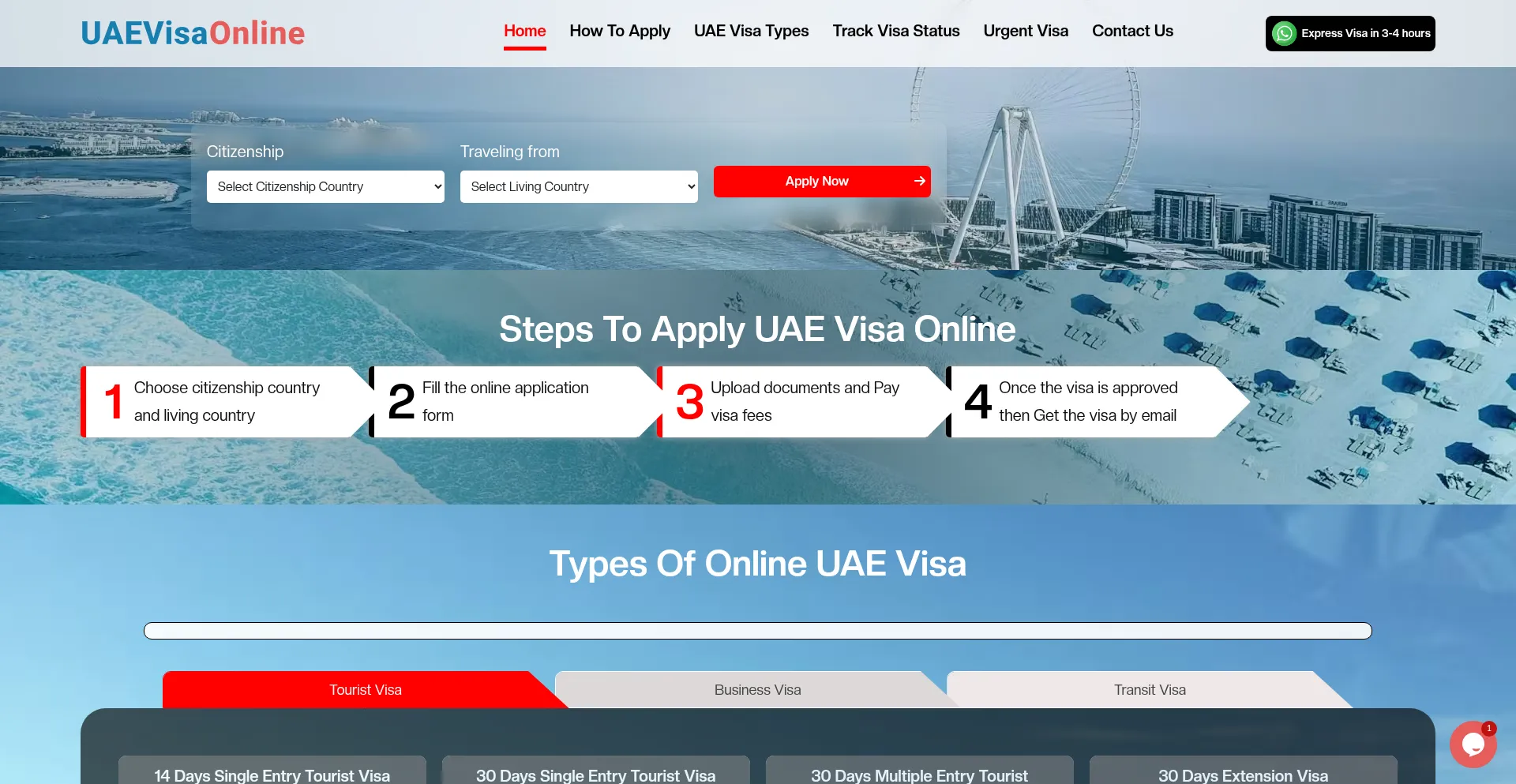 Website screenshot of Uaevisaonline.center