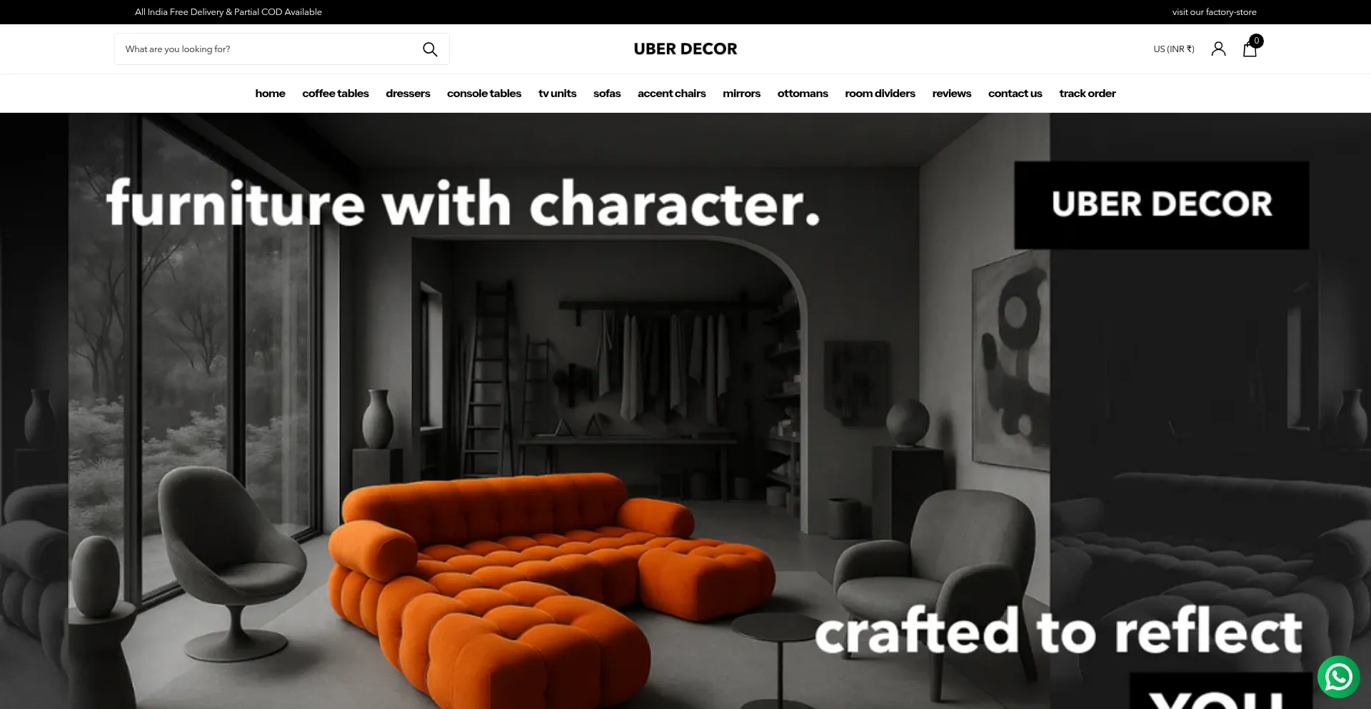 Website screenshot of Uberdecor.in