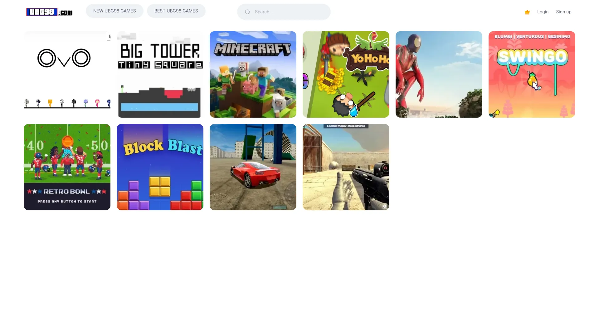 Website screenshot of Ubg98.com