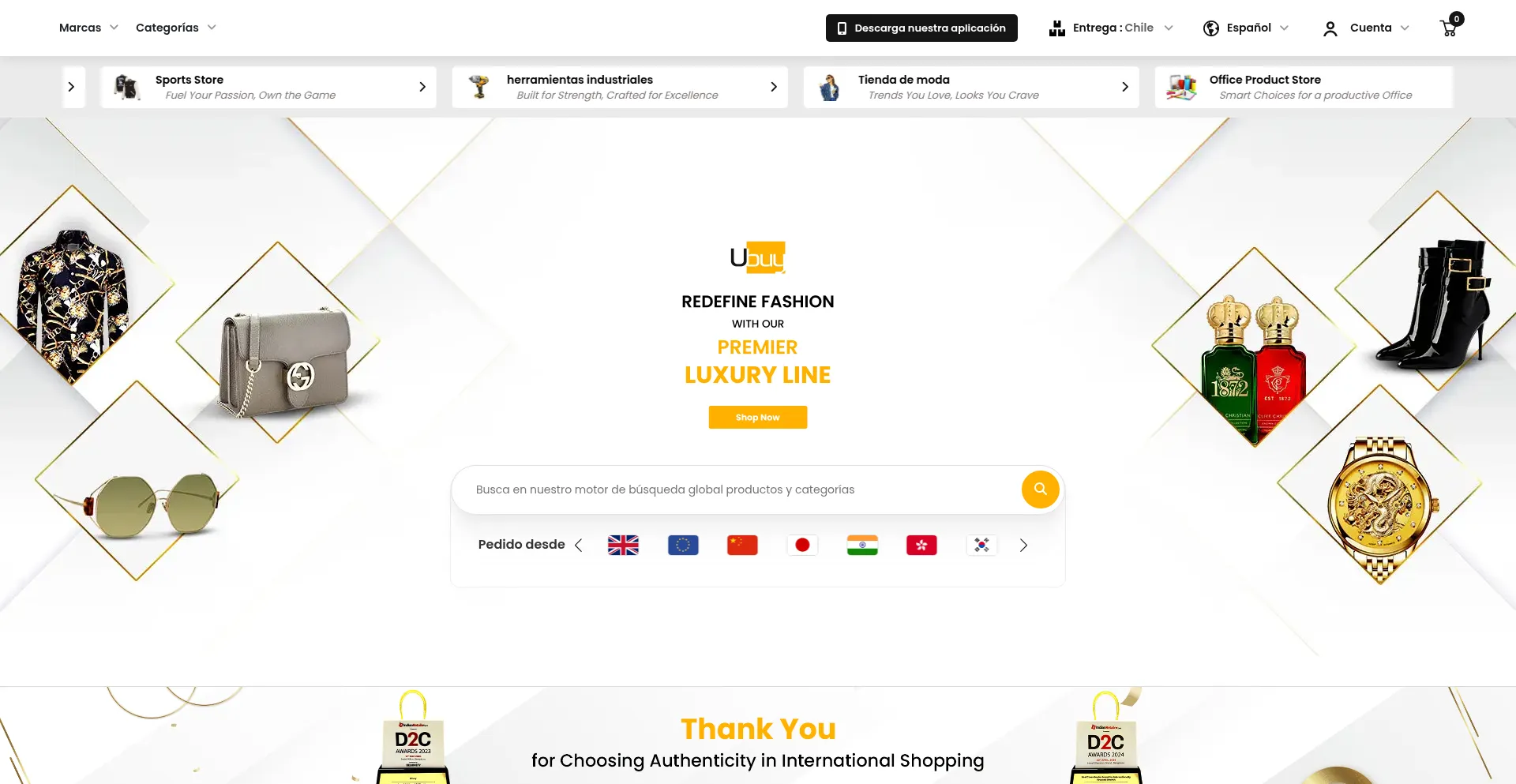 Website screenshot of Ubuy.cl