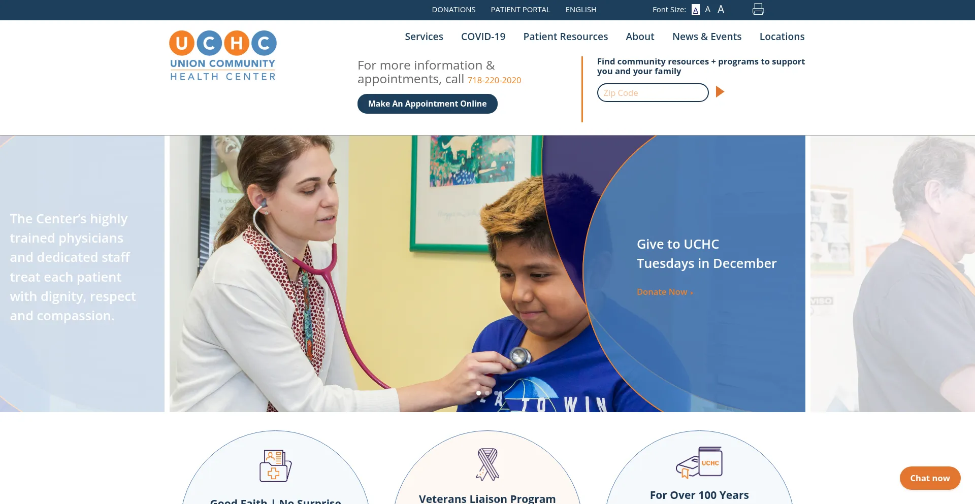 Website screenshot of Uchcbronx.org