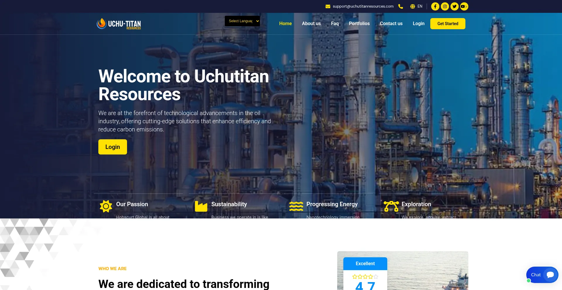 Website screenshot of Uchutitanresources.com
