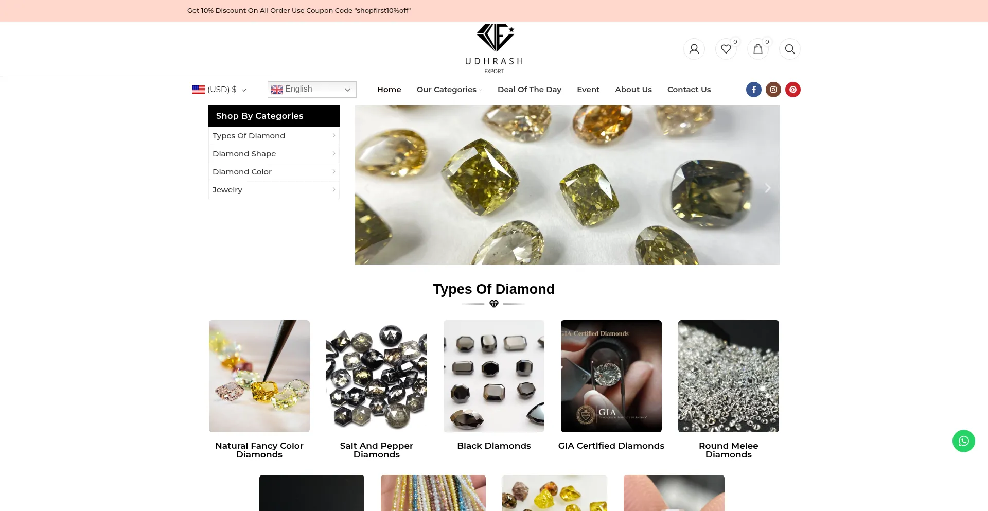 Website screenshot of Udhrashexport.com