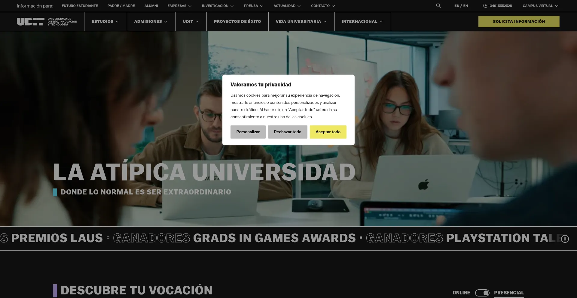 Website screenshot of Udit.es