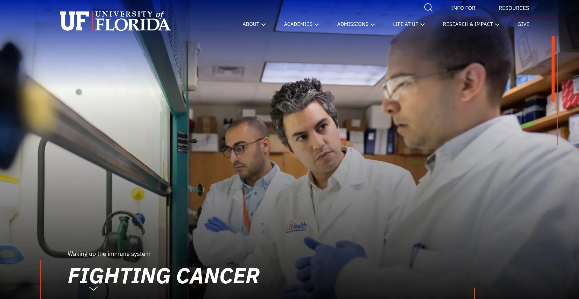 Website screenshot of Uf.edu