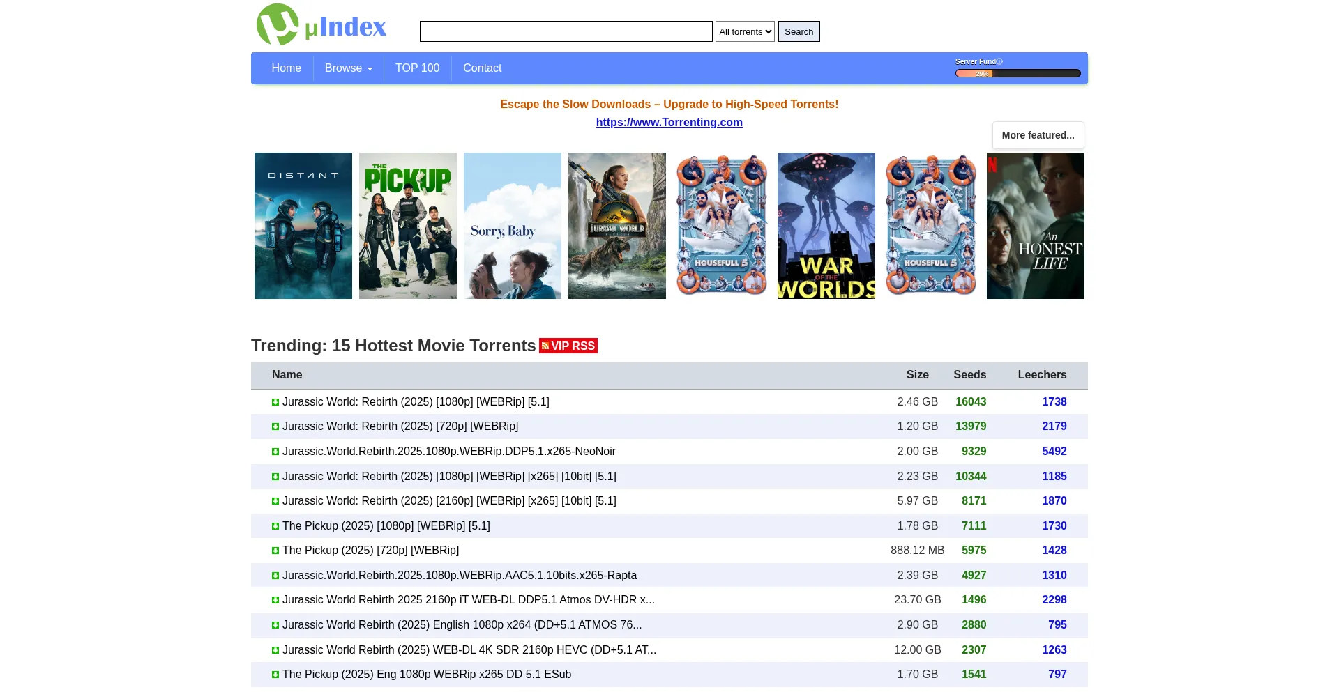 Website screenshot of Uindex.org