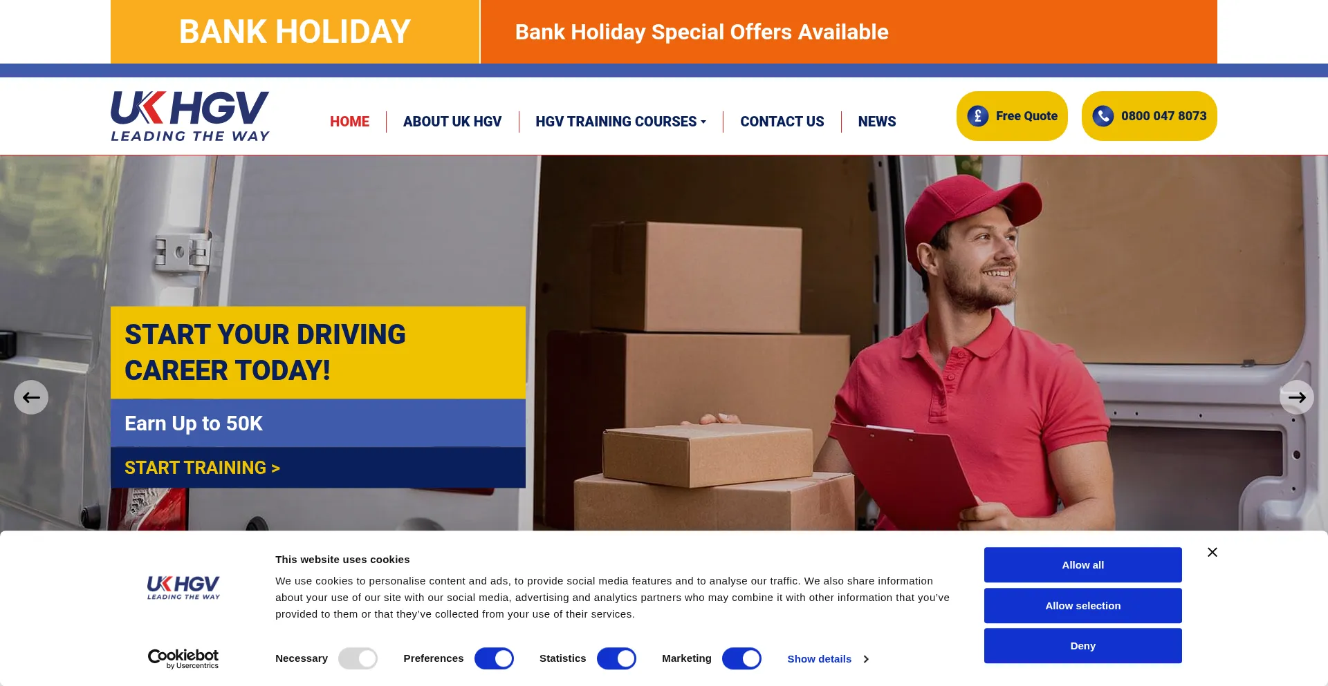 Website screenshot of Uk-hgv.co.uk