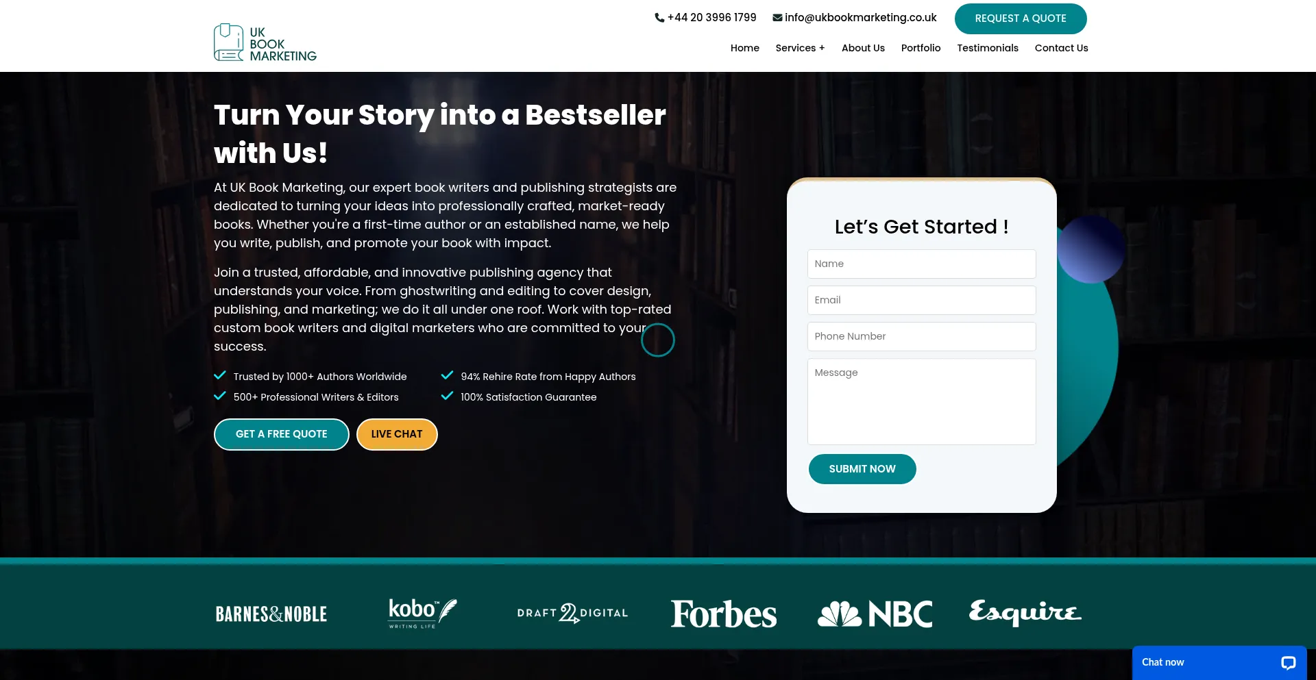 Website screenshot of Ukbookmarketing.co.uk