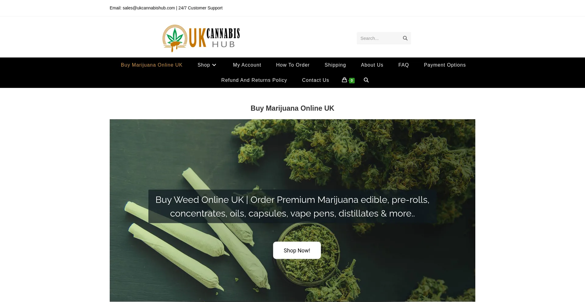 Website screenshot of Ukcannabishub.com
