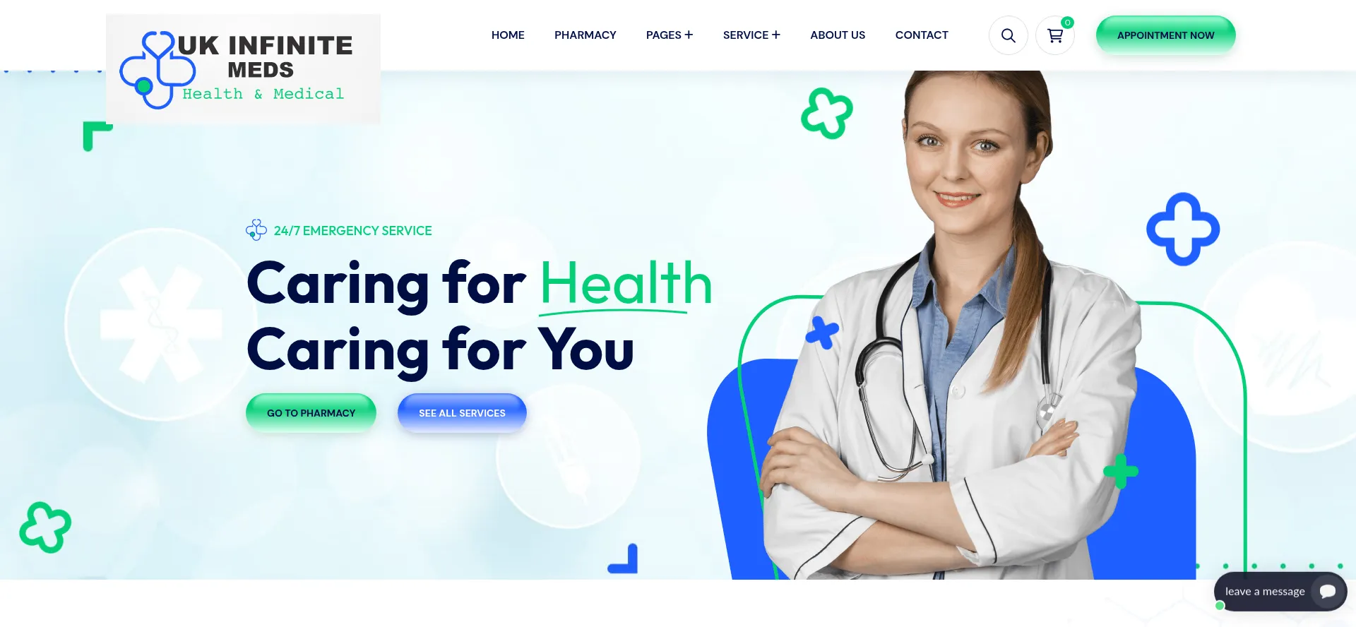 Website screenshot of Ukinfinitemeds.com