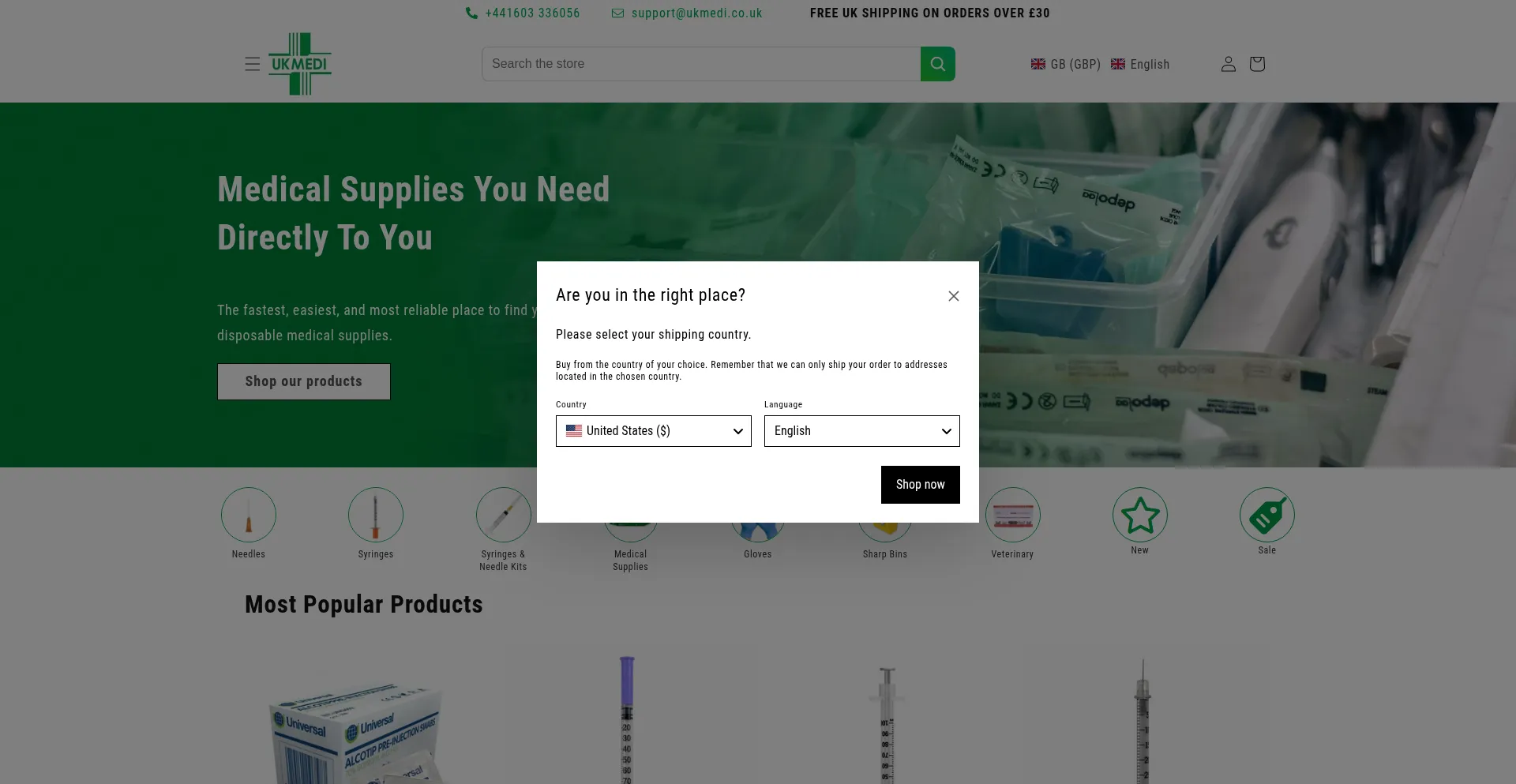 Website screenshot of Ukmedi.co.uk