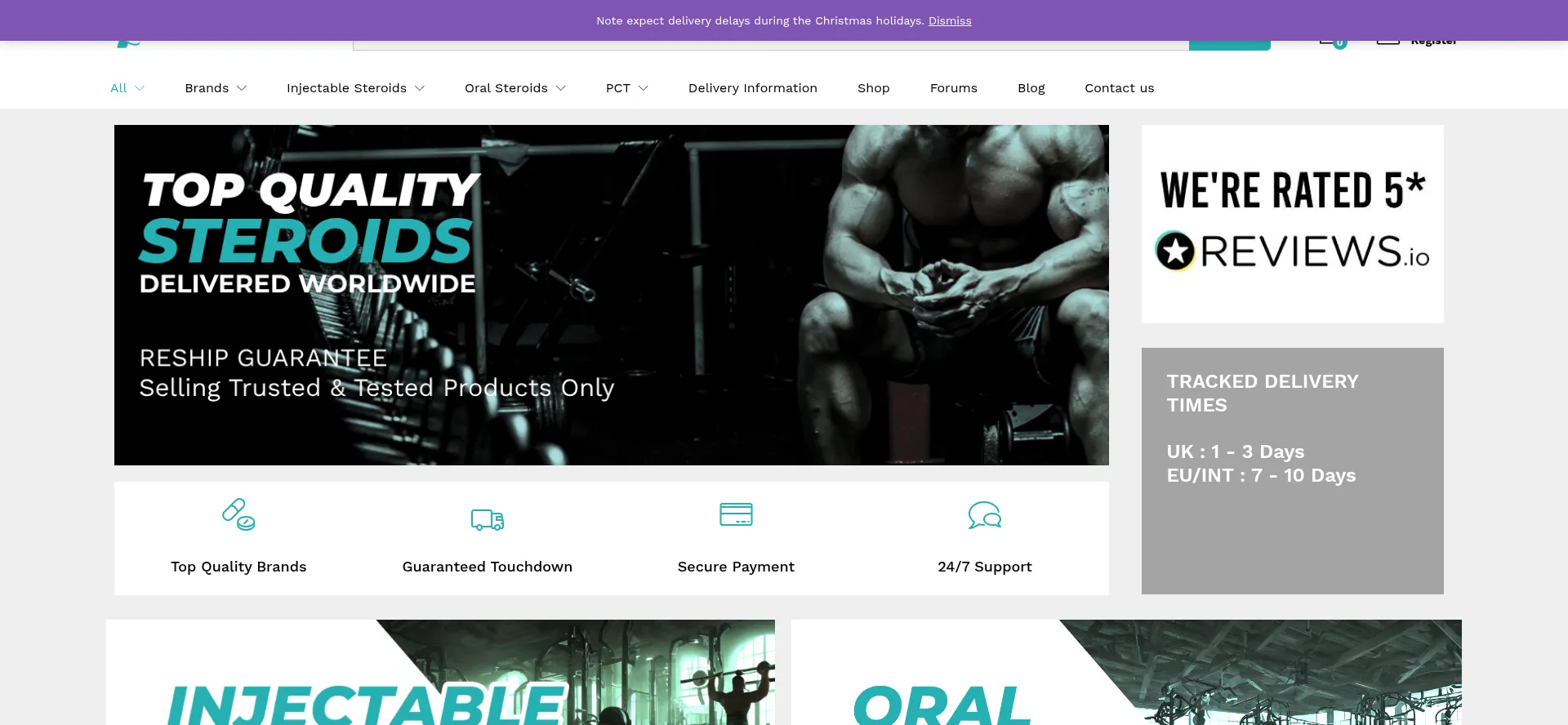 Website screenshot of Uksteroidsshop.com
