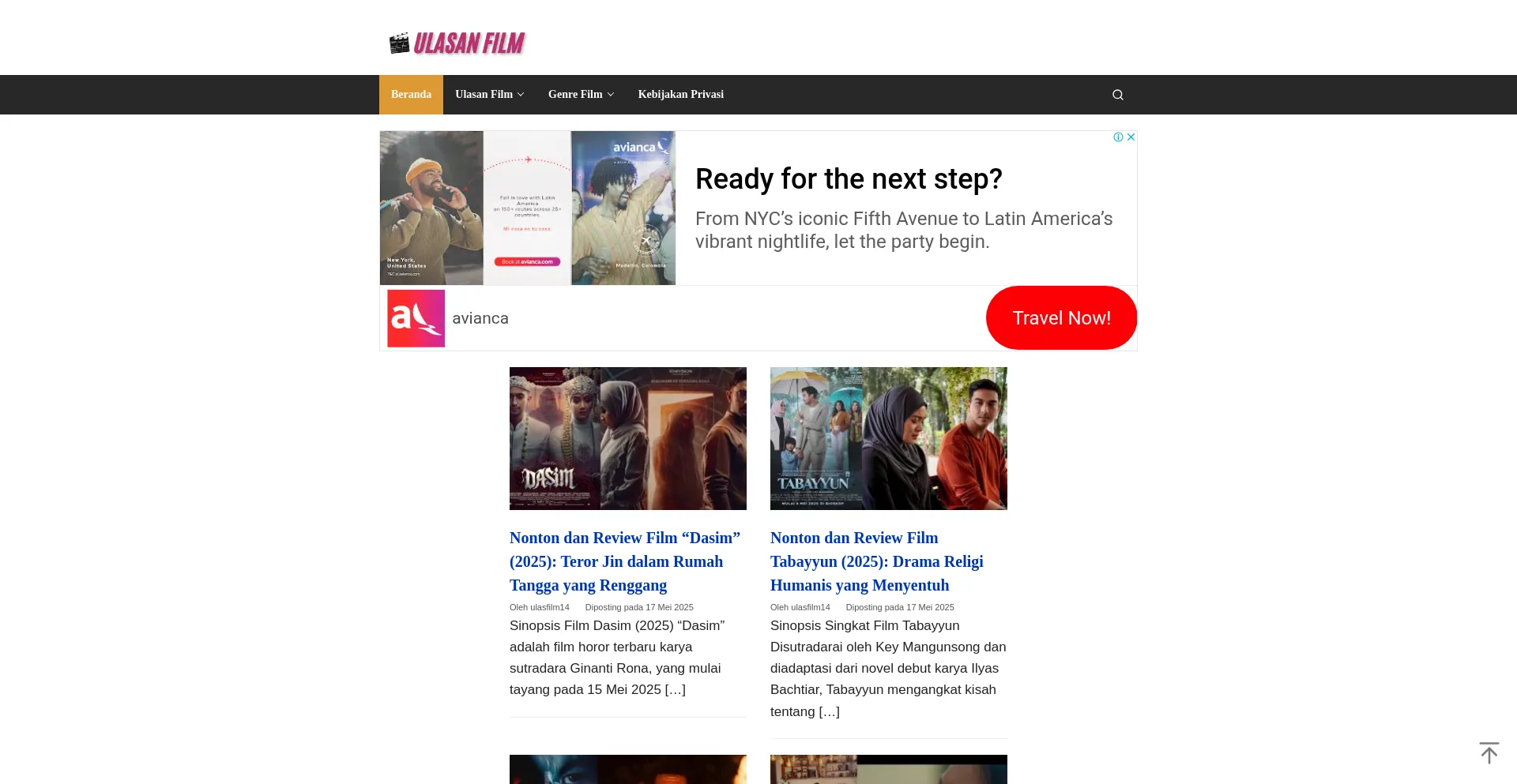Website screenshot of Ulasfilm.hdmovie14.pro