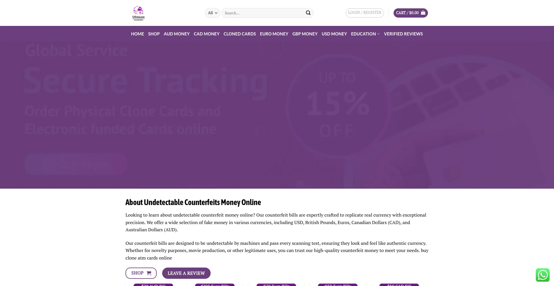 Ultimatecounterfeit.com Screenshot