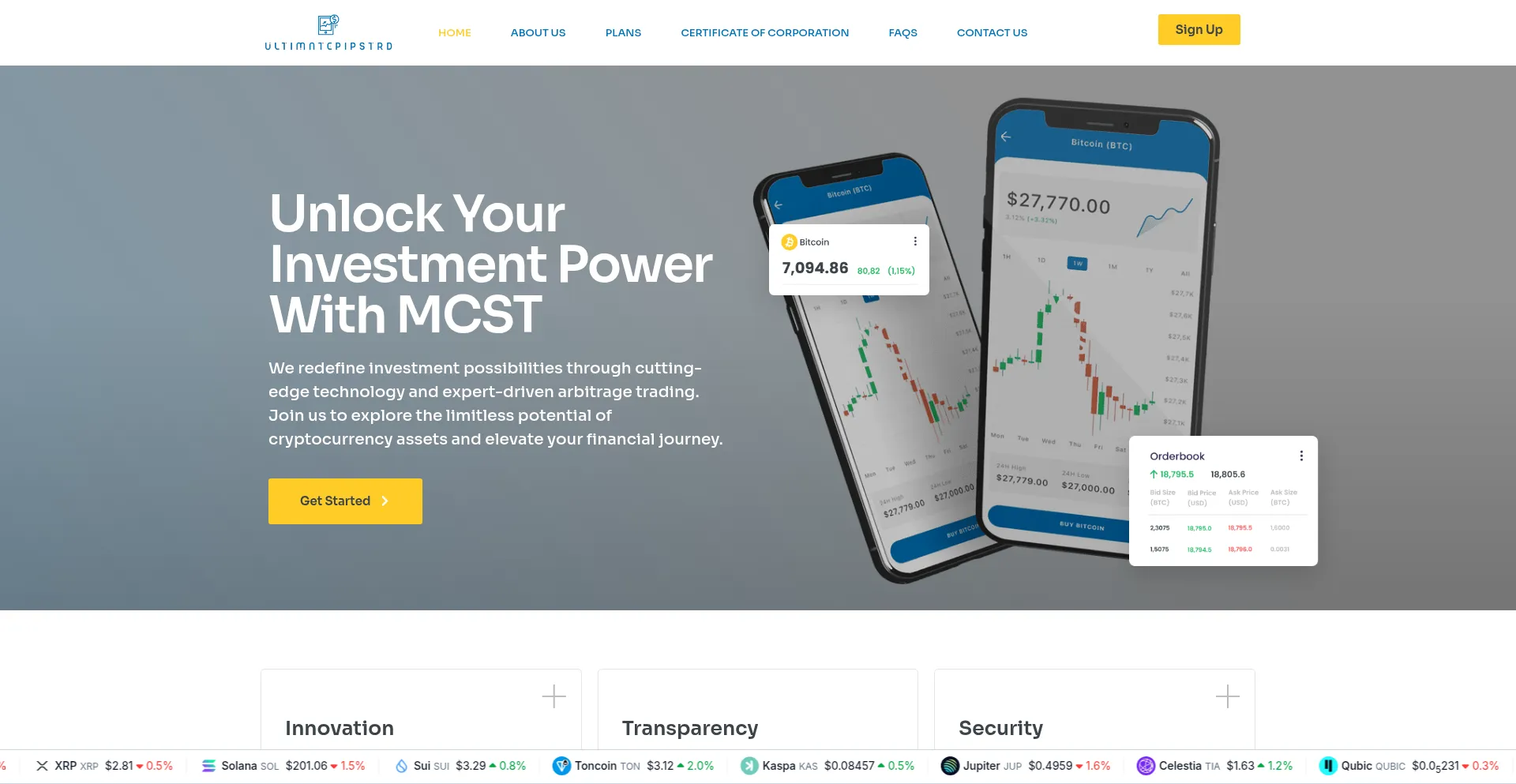 Website screenshot of Ultimatepipstrd.com