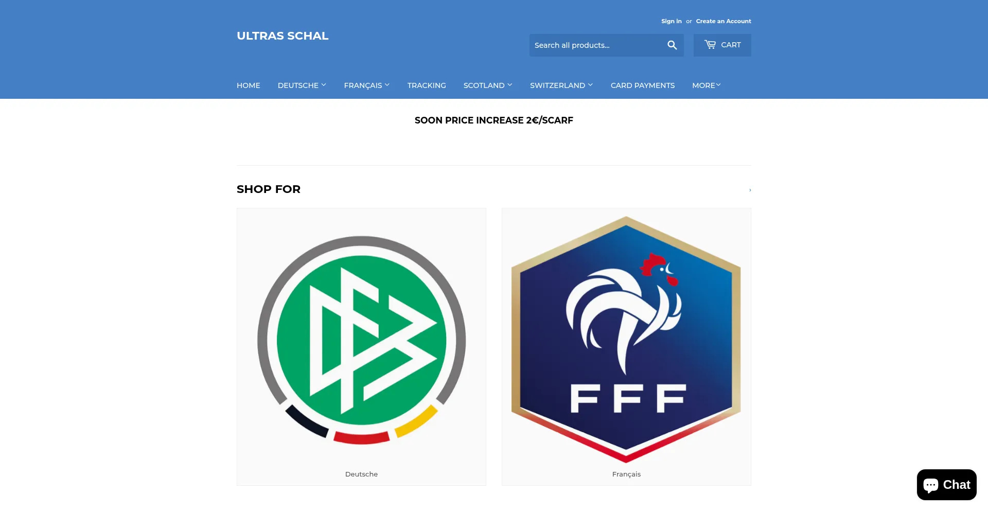 Website screenshot of Ultras-schal.com
