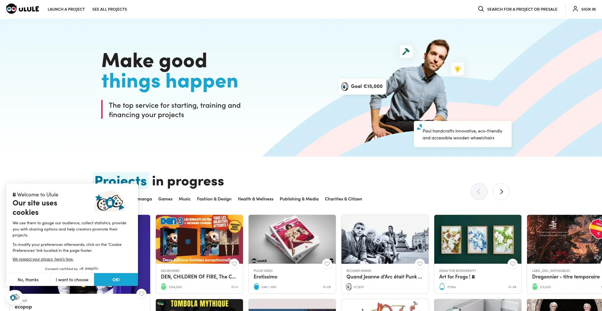Website screenshot of Ulule.com