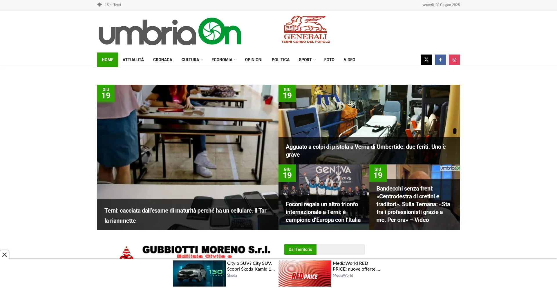 Website screenshot of Umbriaon.it