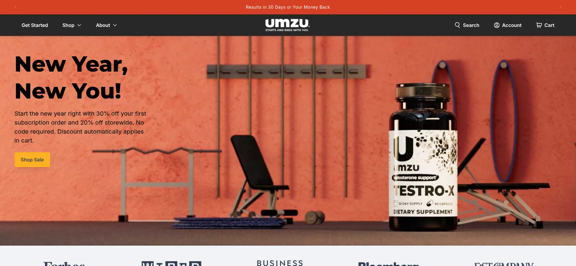 Website screenshot of Umzu.com