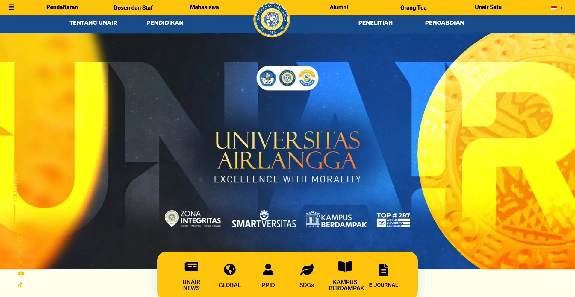 Website screenshot of Unair.ac.id