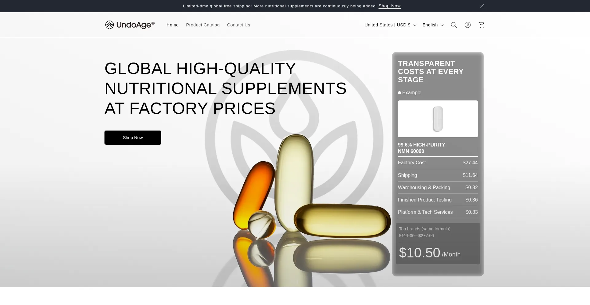 Website screenshot of Undoage.com