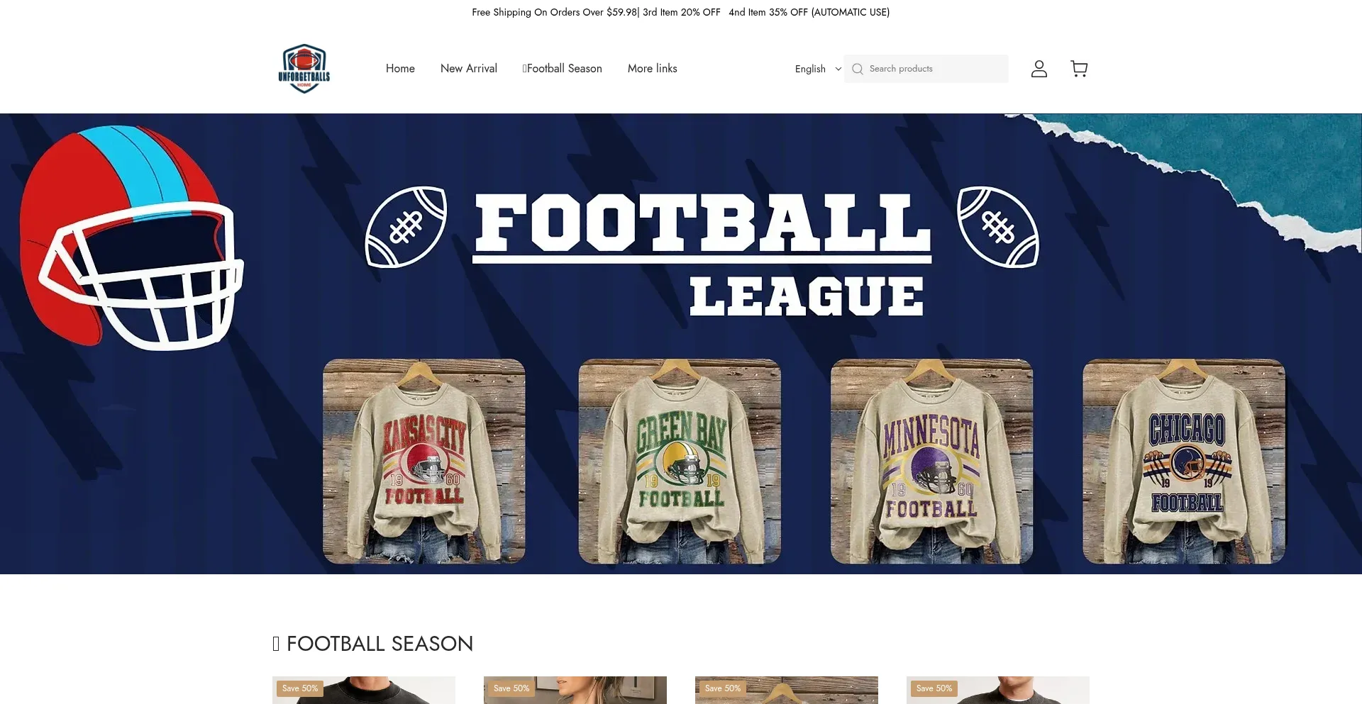 Website screenshot of Unforgetballs.com