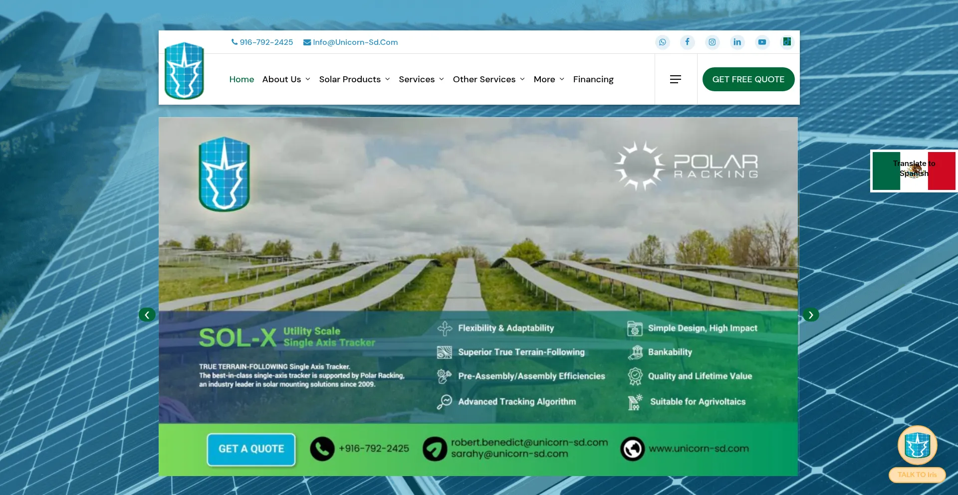 Website screenshot of Unicorn-sd.com
