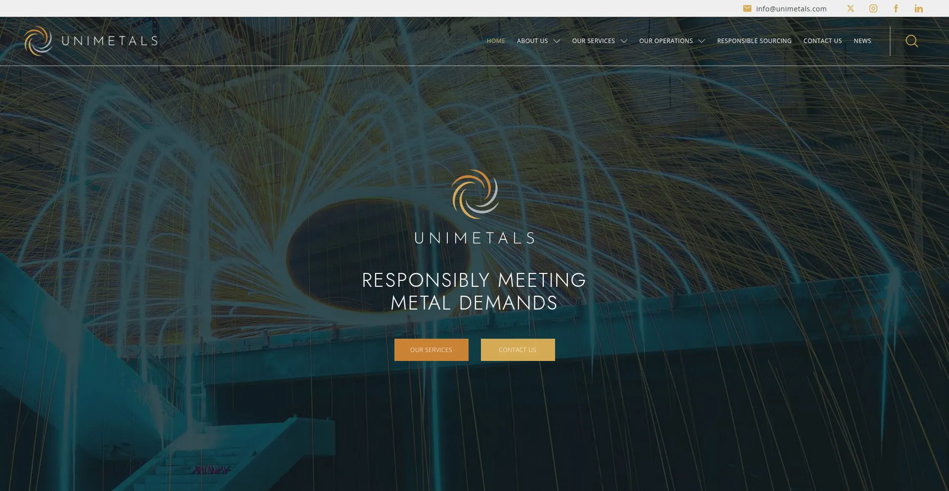 Website screenshot of Unimetals.com