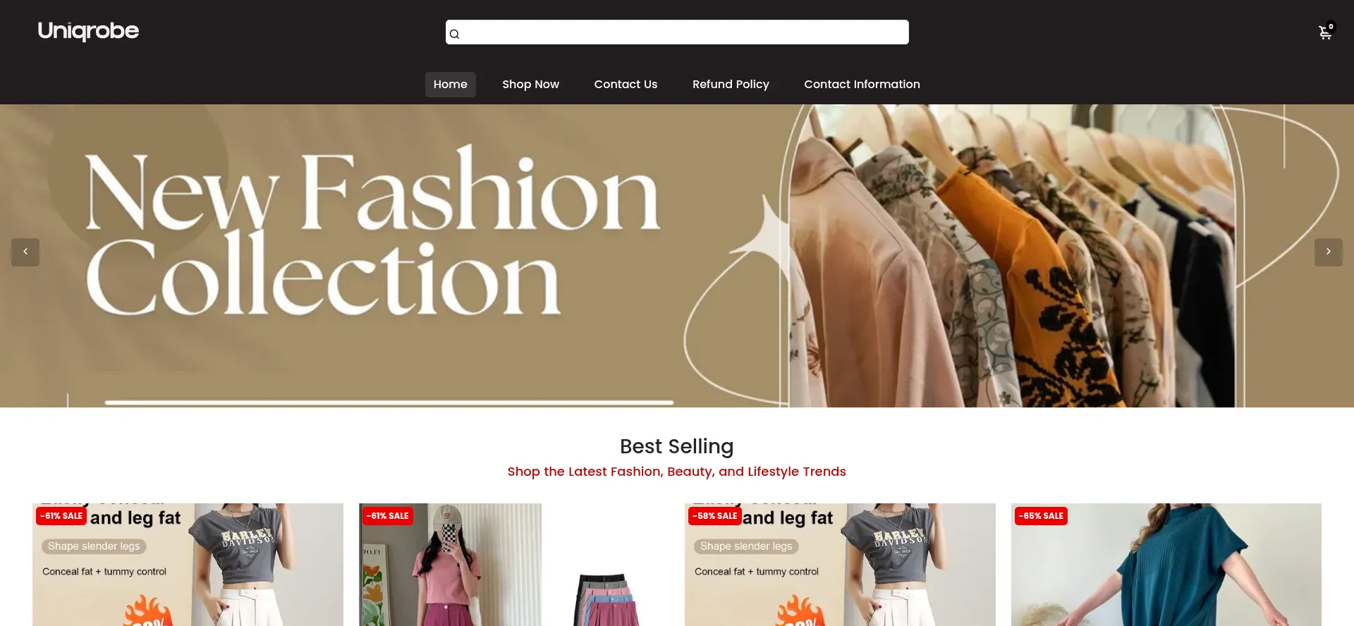 Website screenshot of Uniqrobe.store