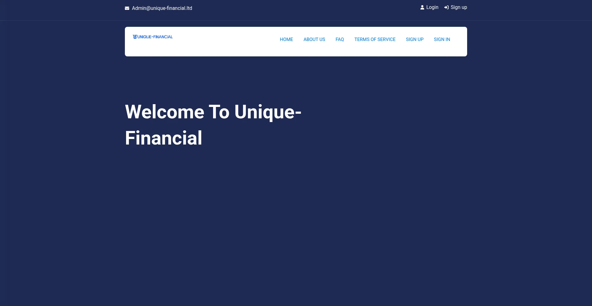 Website screenshot of Unique-financial.ltd