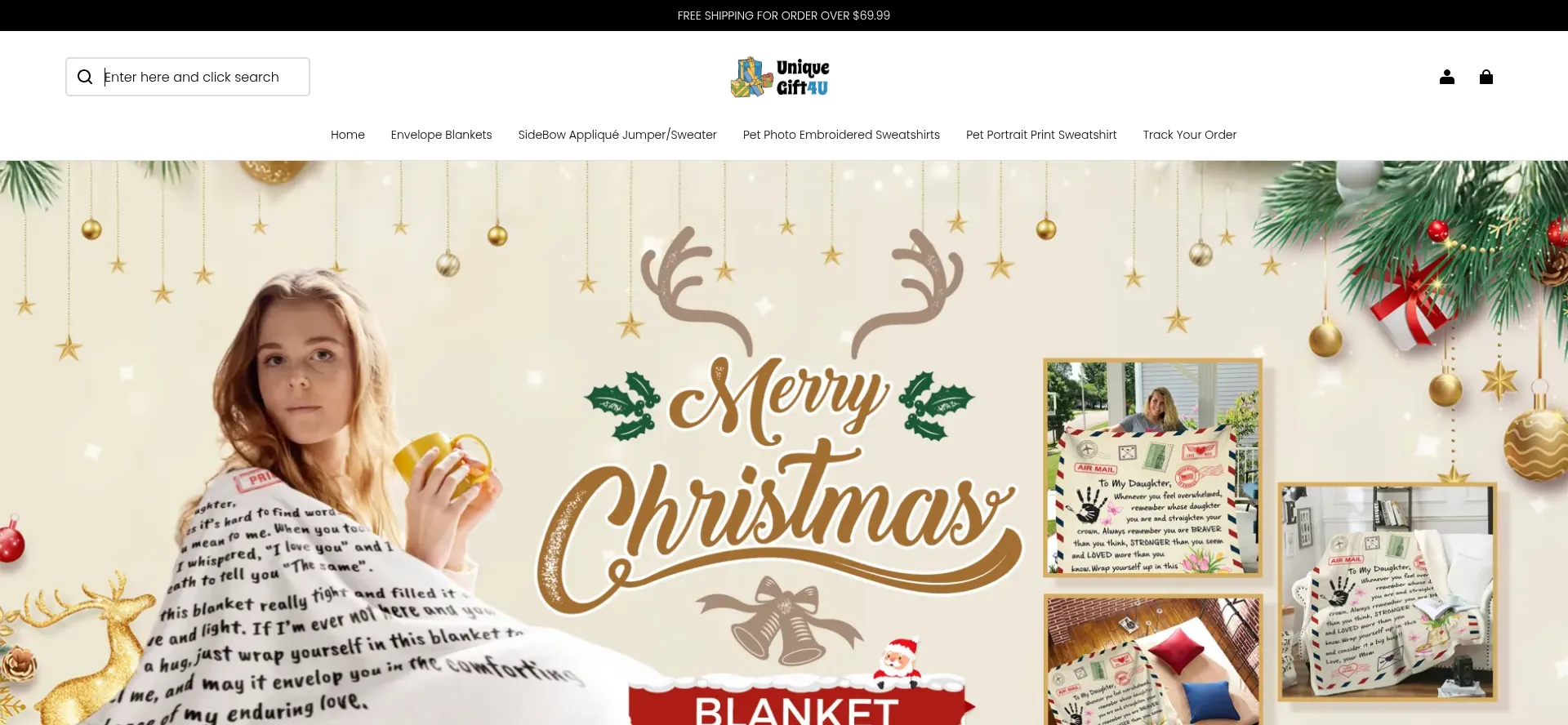 Website screenshot of Uniquegift4u.com