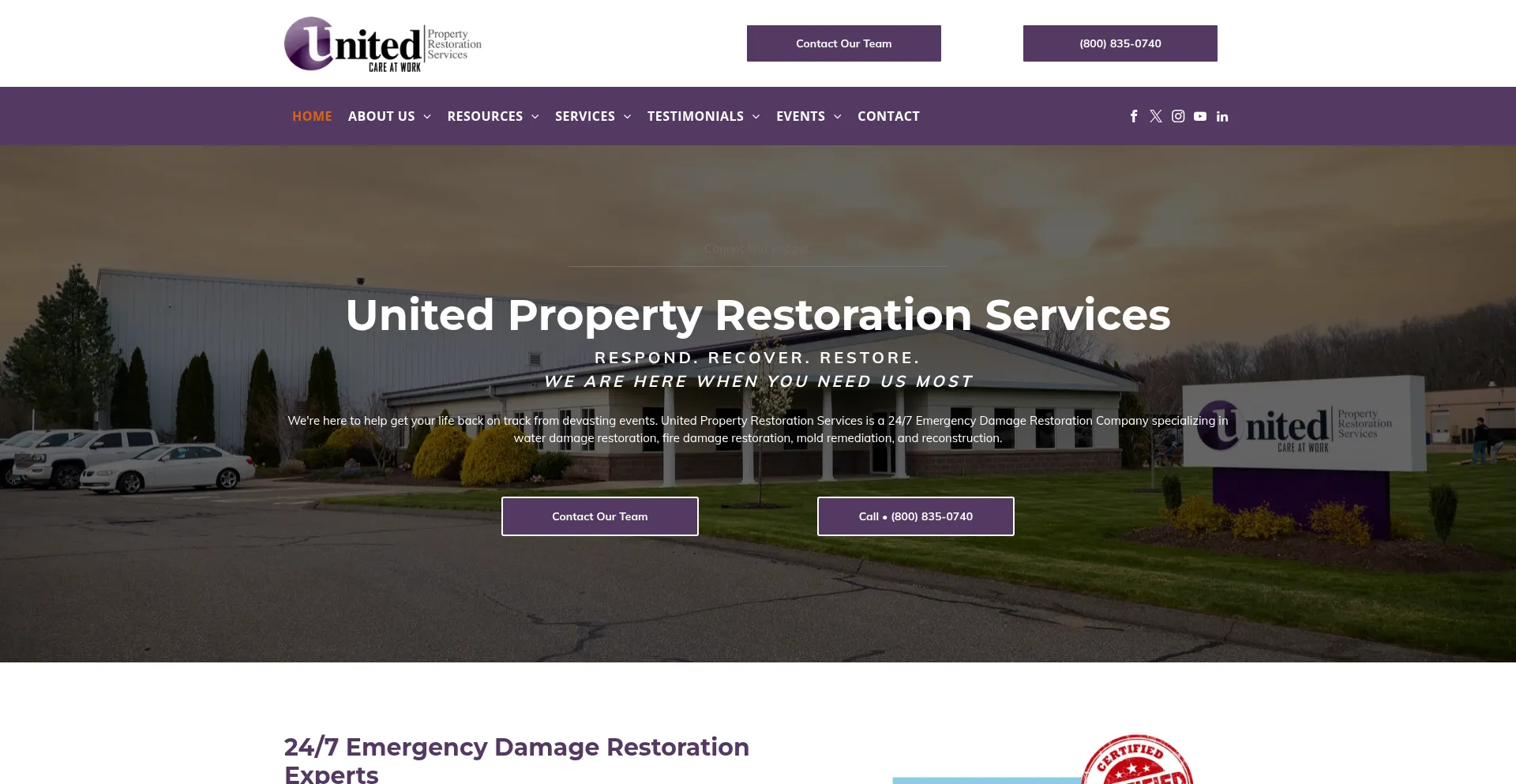 Website screenshot of Unitedprs.com