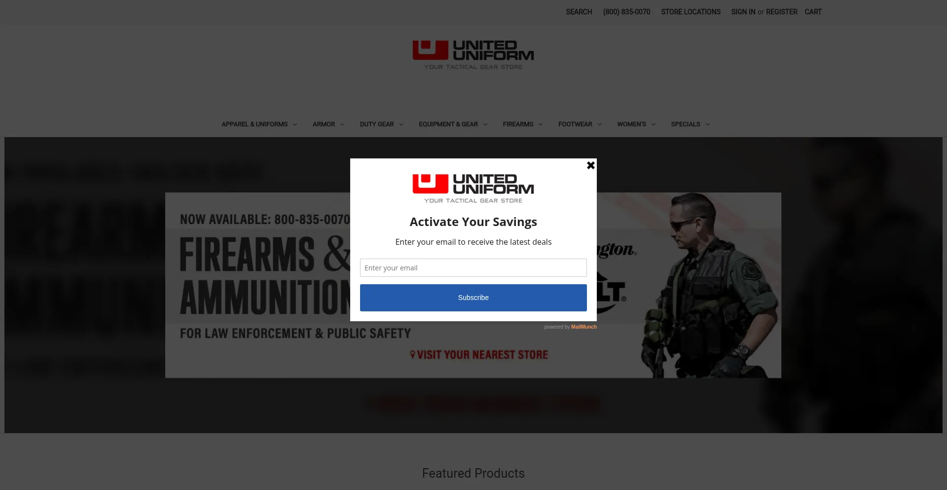 Website screenshot of Uniteduniform.com