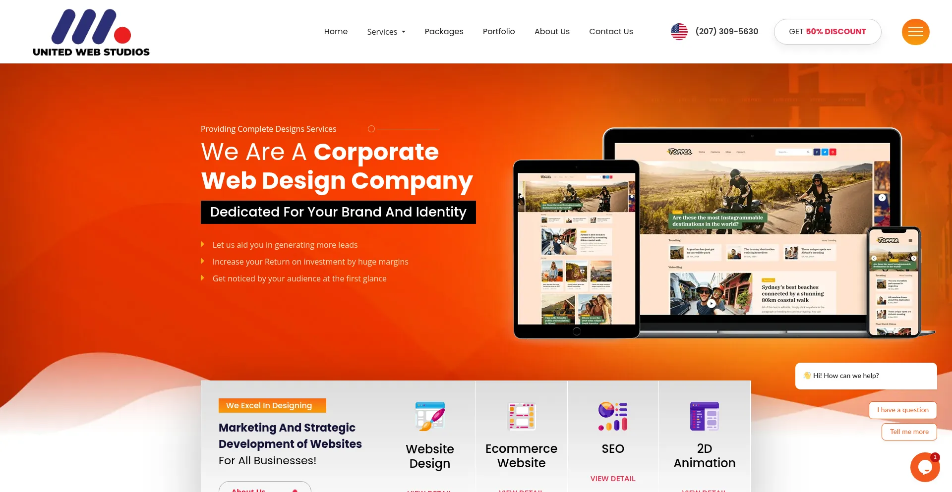 Website screenshot of Unitedwebstudios.com