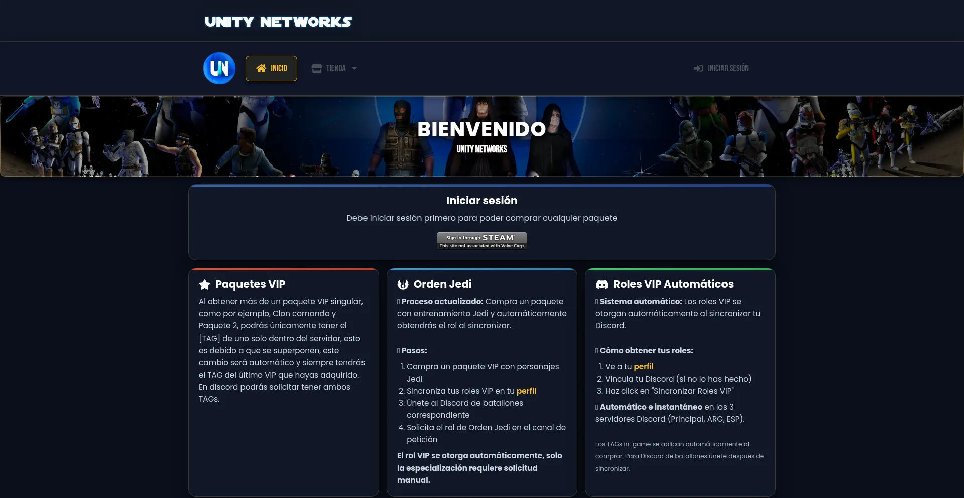 Website screenshot of Unitynetworks.net.ar
