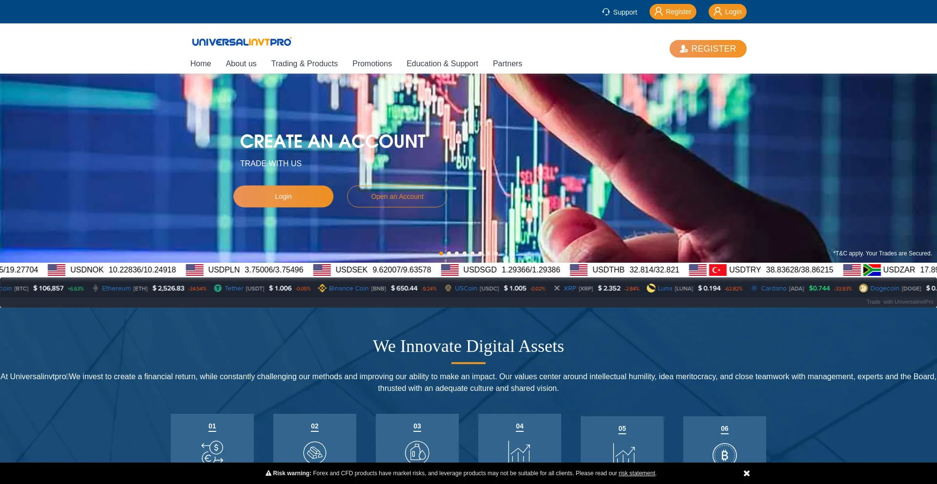 Website screenshot of Universalinvtpro.com