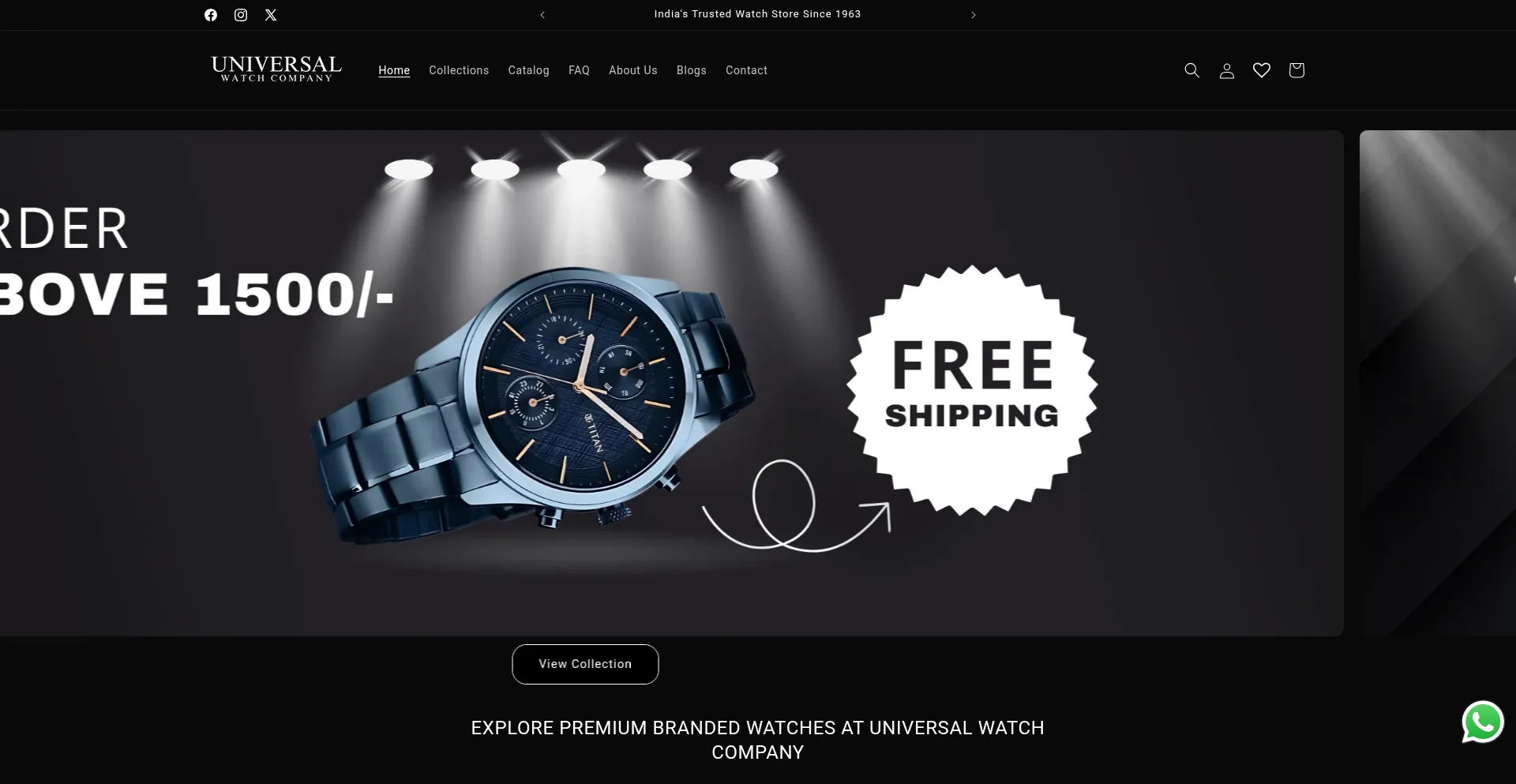 Website screenshot of Universalwatchcompany.com