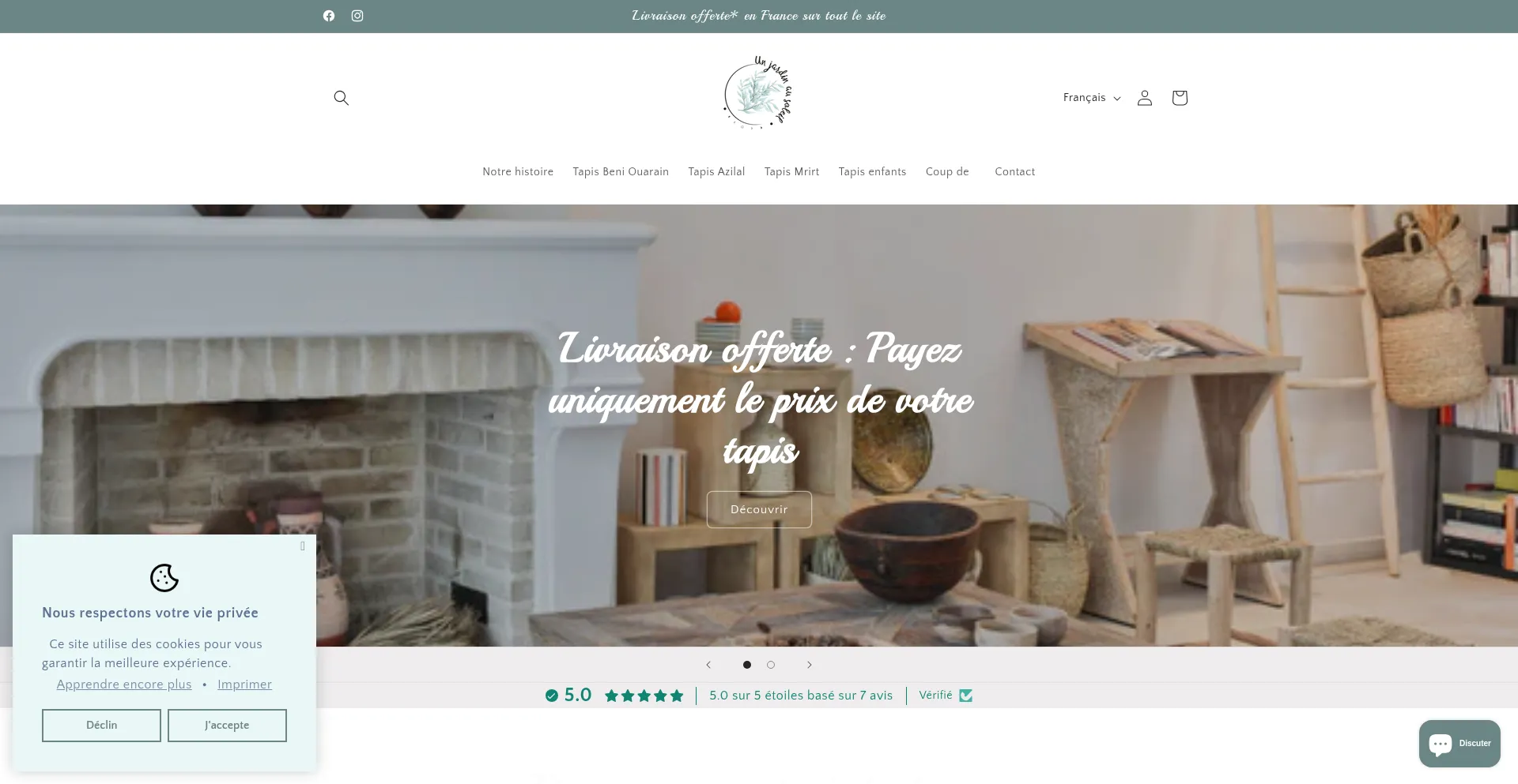 Website screenshot of Unjardinausoleil.com