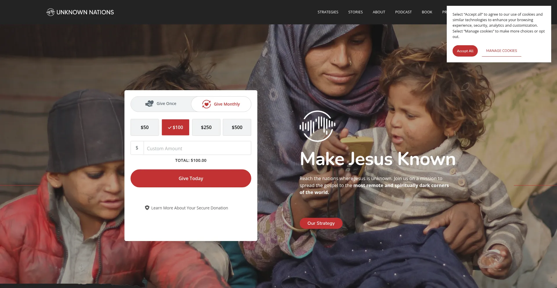 Website screenshot of Unknownnations.com
