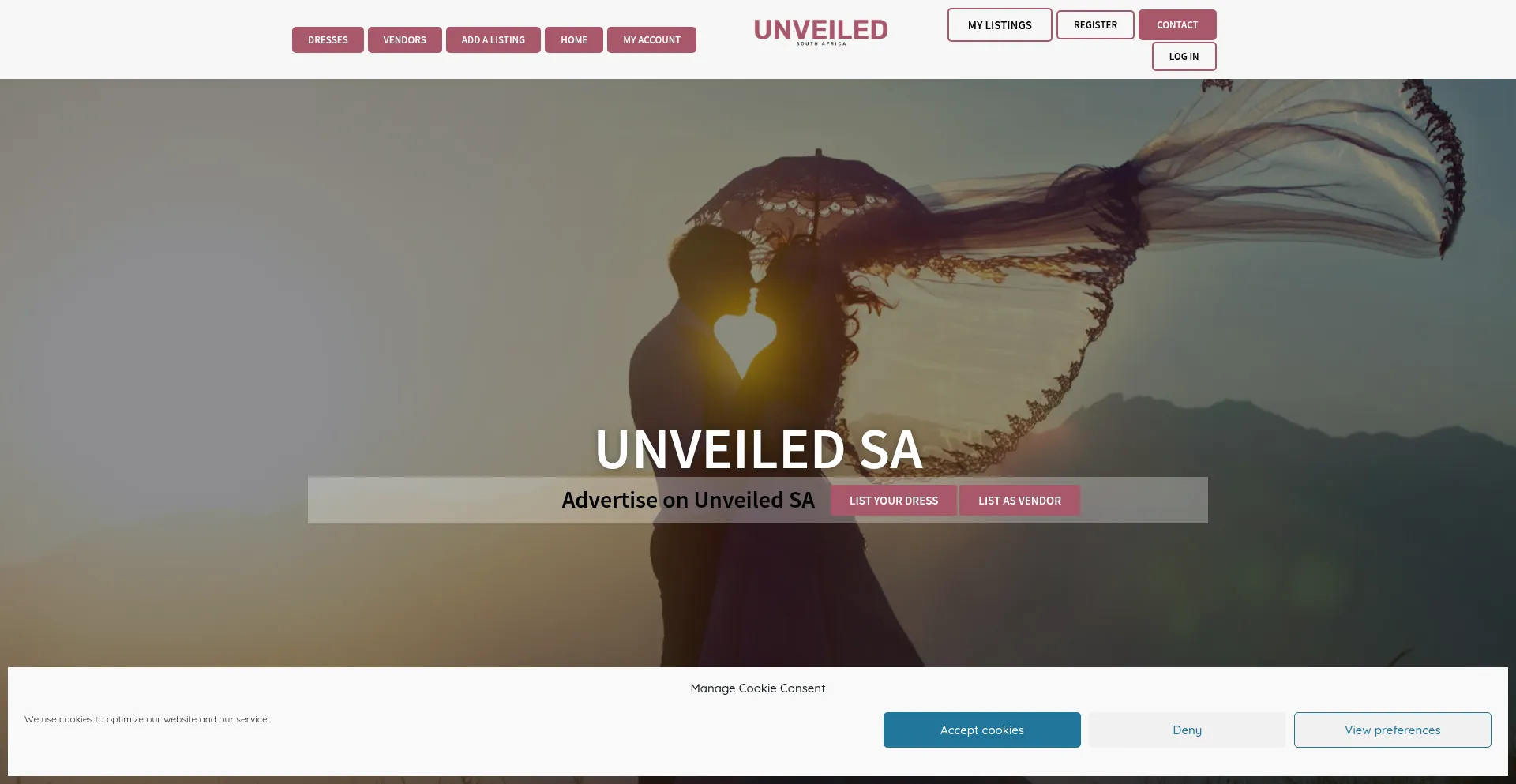 Website screenshot of Unveiledsa.co.za