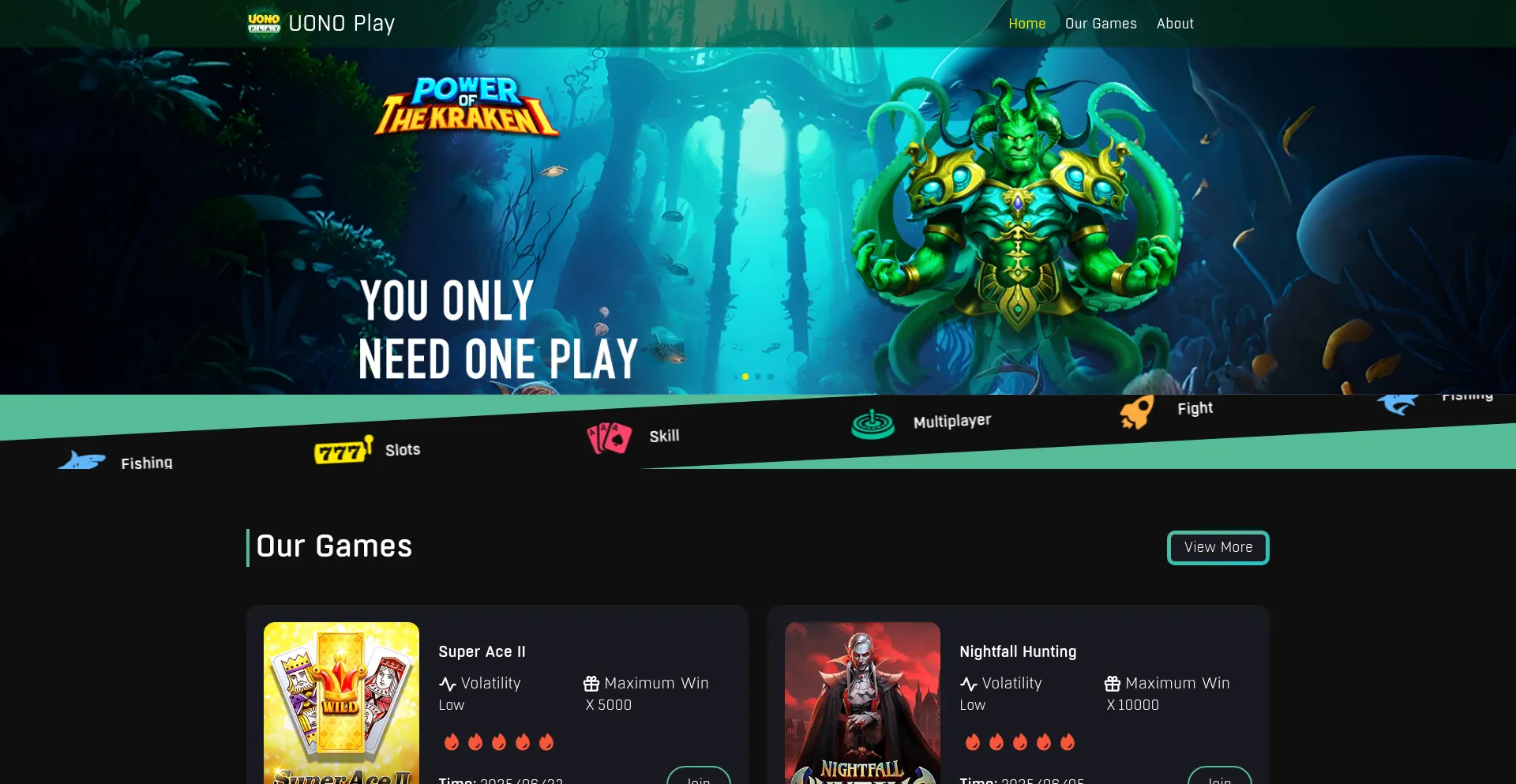 Website screenshot of Uonoplay.com
