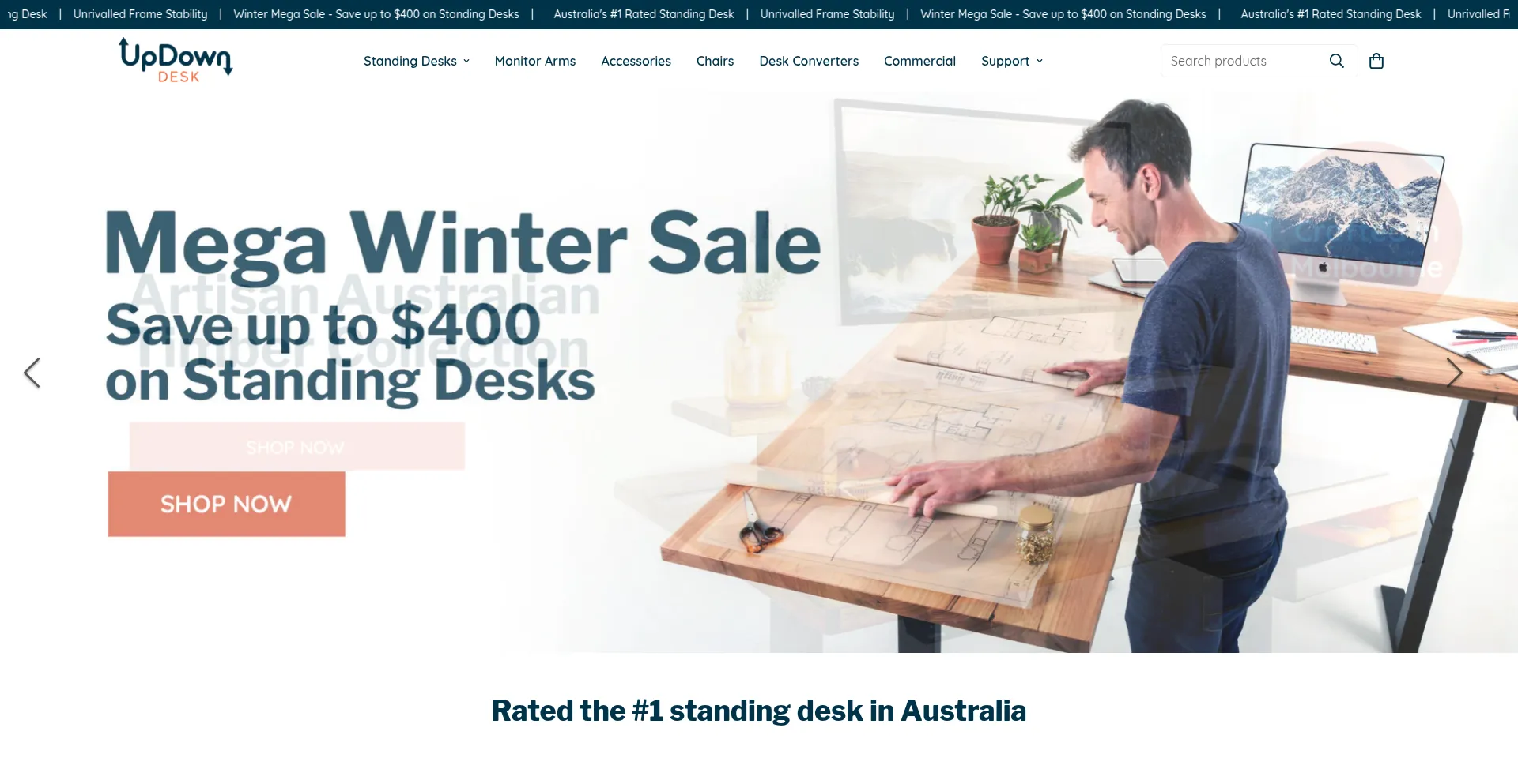 Website screenshot of Updowndesk.com.au