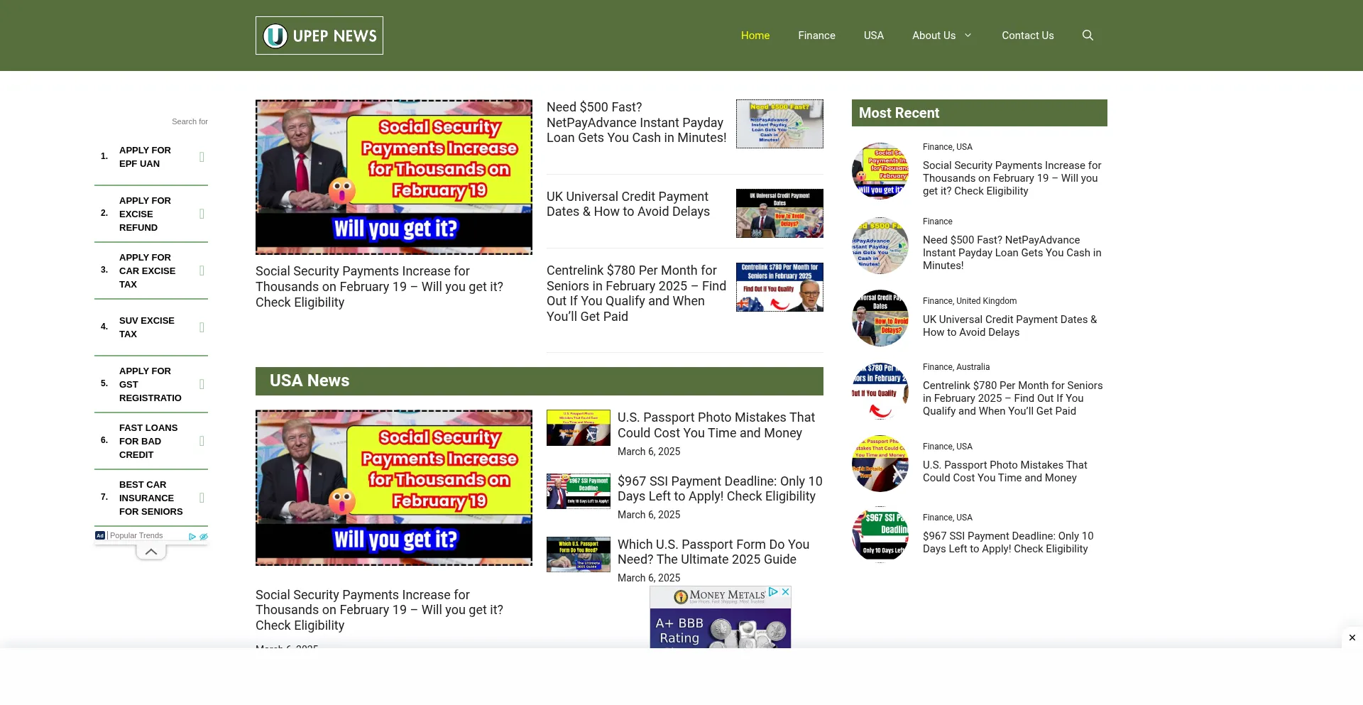 Website screenshot of Upexciseportal.in