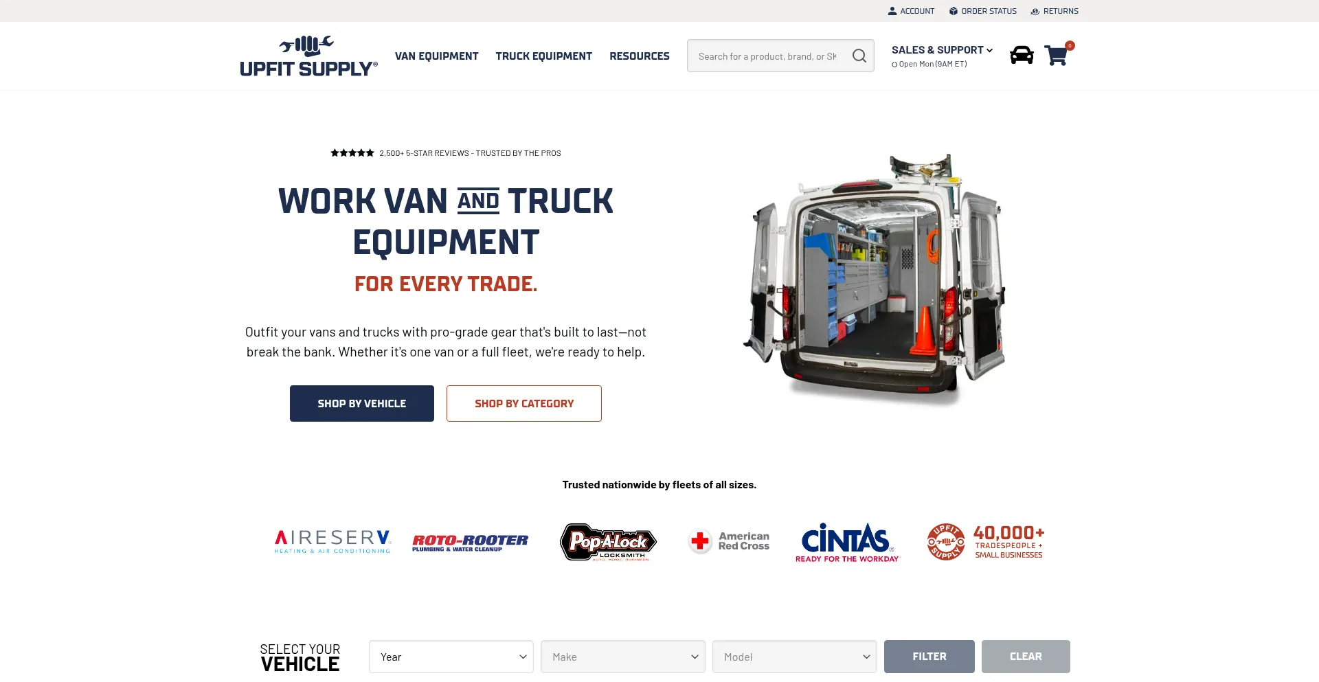 Website screenshot of Upfitsupply.com
