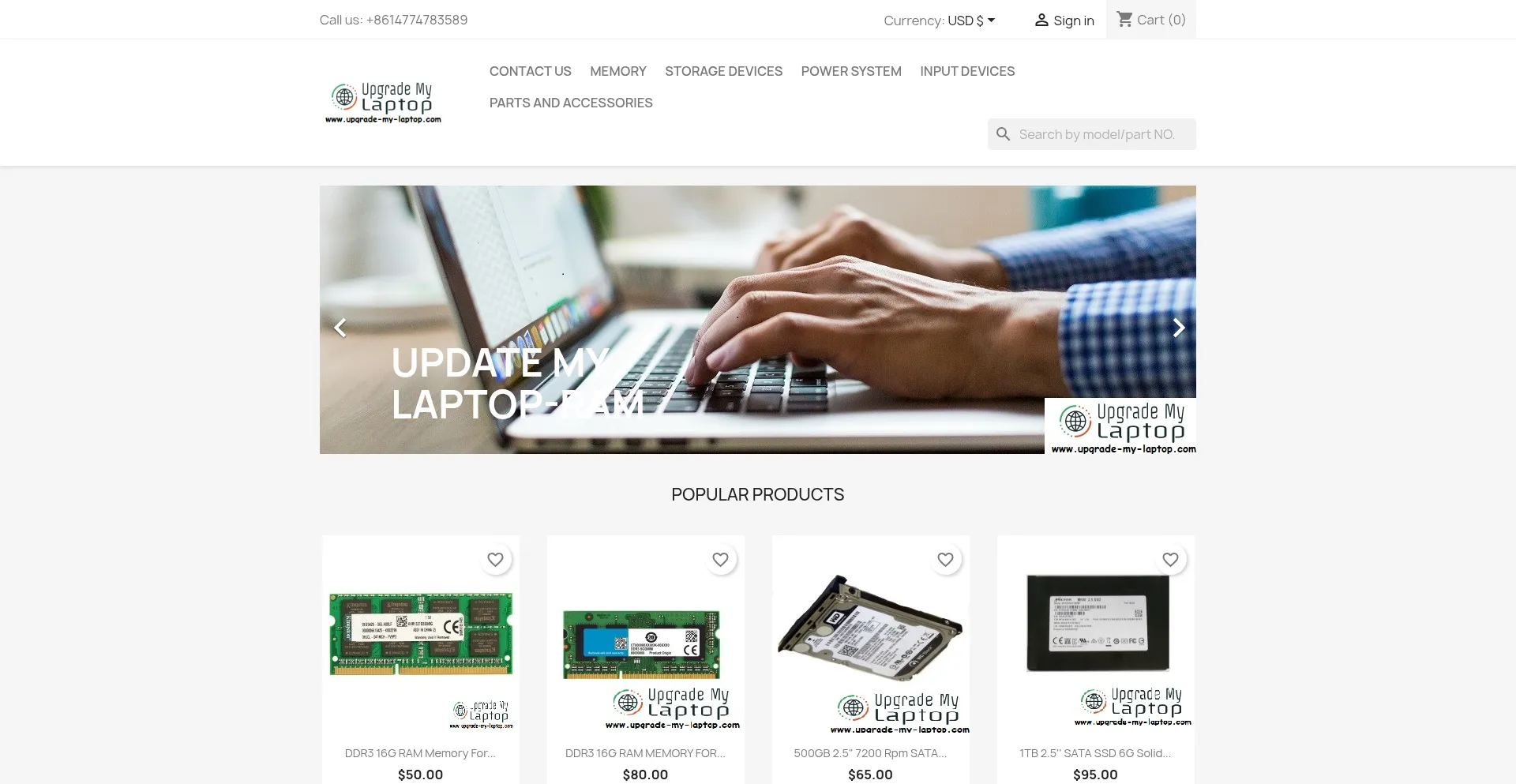Website screenshot of Upgrade-my-laptop.com