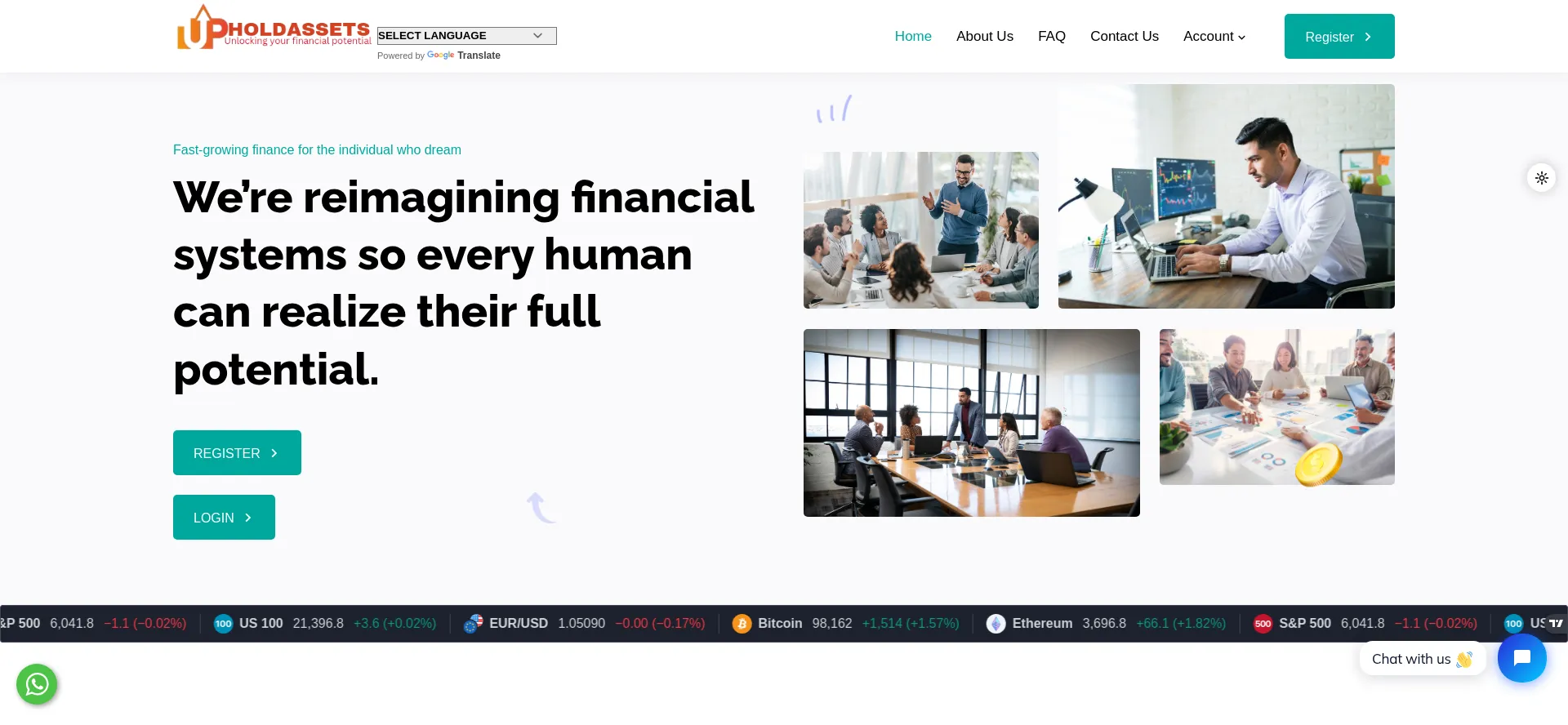 Website screenshot of Upholdassests.com
